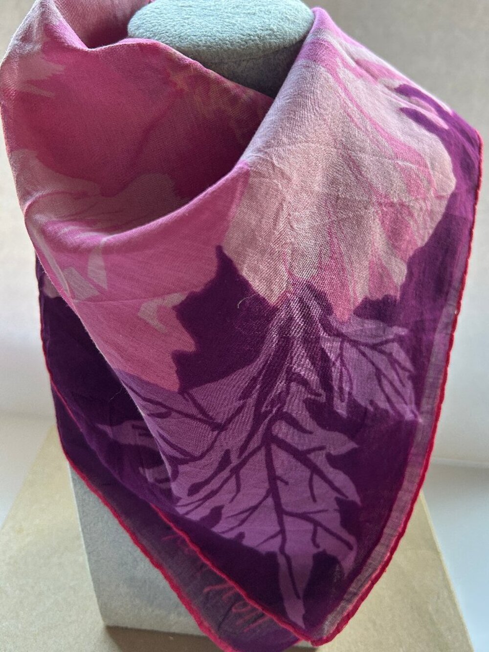 Vintage Ken Scott Scarf Pinks & Purple Tones 20" Square Lightweight Cotton